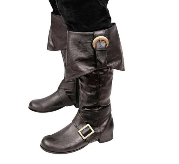 WISH Autumn and Winter Belt Buckle Locomotive Boots Large Size High Boots Low Heel Men and Women