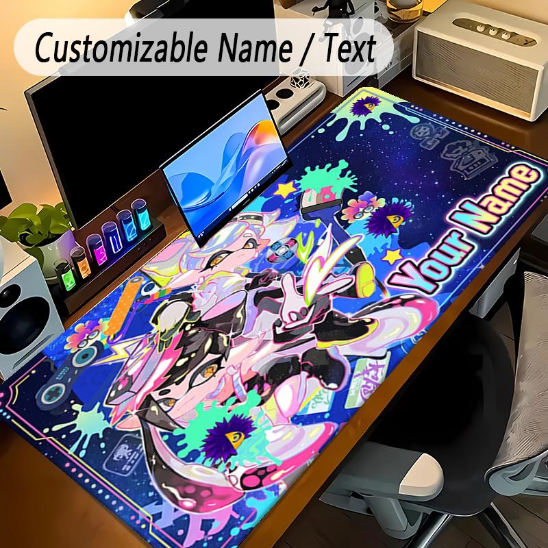 Large Mouse PadSplatoon Custom Name Text Personalized Desk Mat Non Slip Gaming Pad
