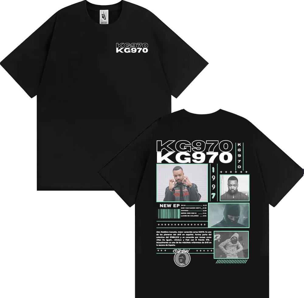 Rapper Kg970 Music Album Tour Graphic T-shirts for Men Harajuku Fashion Trend T Shirt Male Summer O-Neck Loose Oversized T-shirt