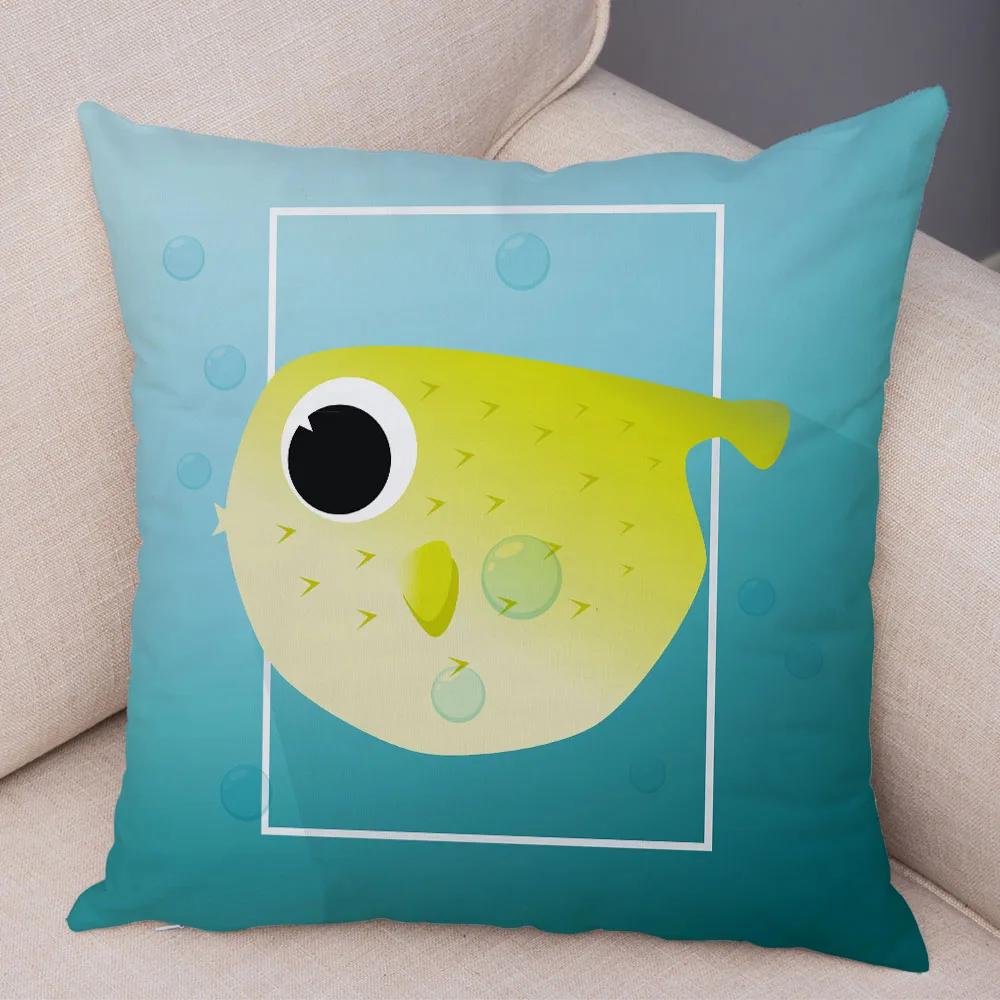 Cute Cartoon Animal Decoration Pillowcase Pig Bear Cow Shark  Sofa Room Cushion Cover Kindergarten Home
