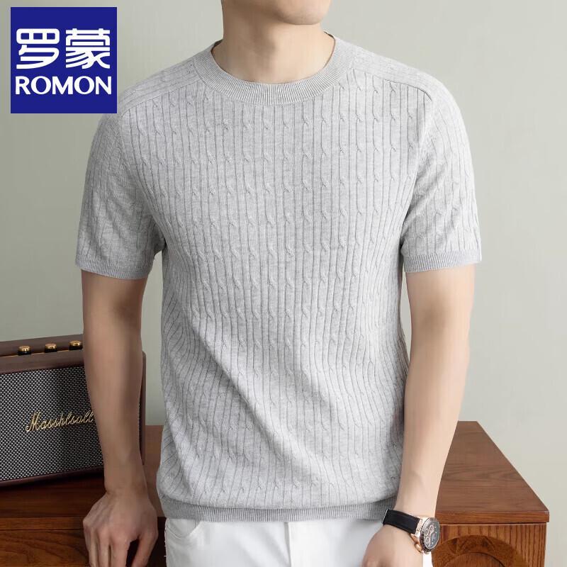

Romon Men s Old Money Style Summer Twisted Knit Short Sleeve T-Shirt M
