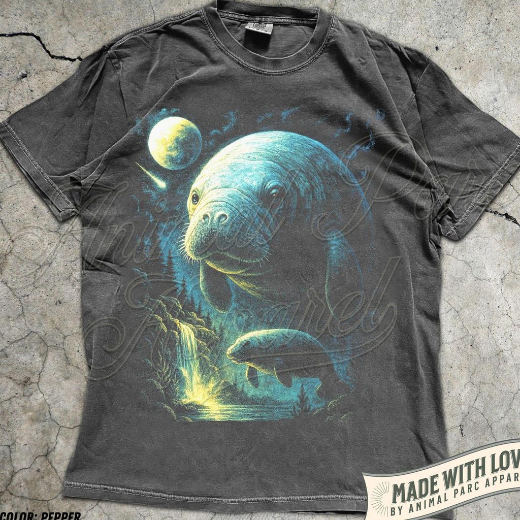 Manatee Shirt, Ocean Graphic Tee, Save the Manatee T-Shirt, Marine Life Top, Sea Cow Gift for Ocean Lover, 90s Retro Vintage Manatee Shirt