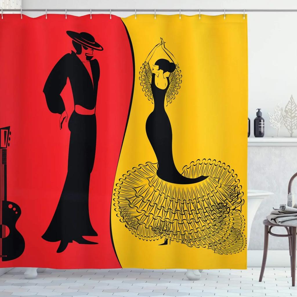 Rideau de douche Dame Art Nouveau, Ensemble de bain Esthétique Art Époques de la Journée, Repos Nocturne, Rêverie du Soir, Aube, Réveil Matinal