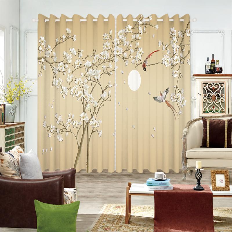 

Новая китайская картина с изображением бабочек, цветов, птиц, занавесок для спальни, гостиной, высококачественная атмосфера, вилла, окно от пола до потолка (W50cmxH130cm)x2&Grommet Top