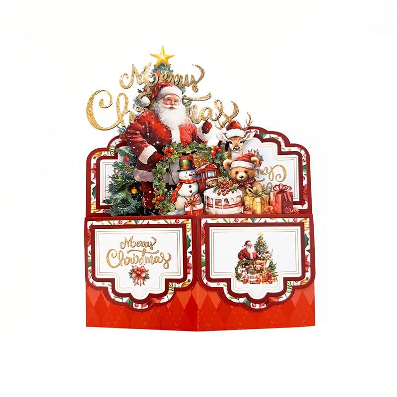 1Pc Paper Vintage Holiday Greeting Card DIY Festive Party Invitation 3D Greeting Card Christmas Card Holiday Greeting Card