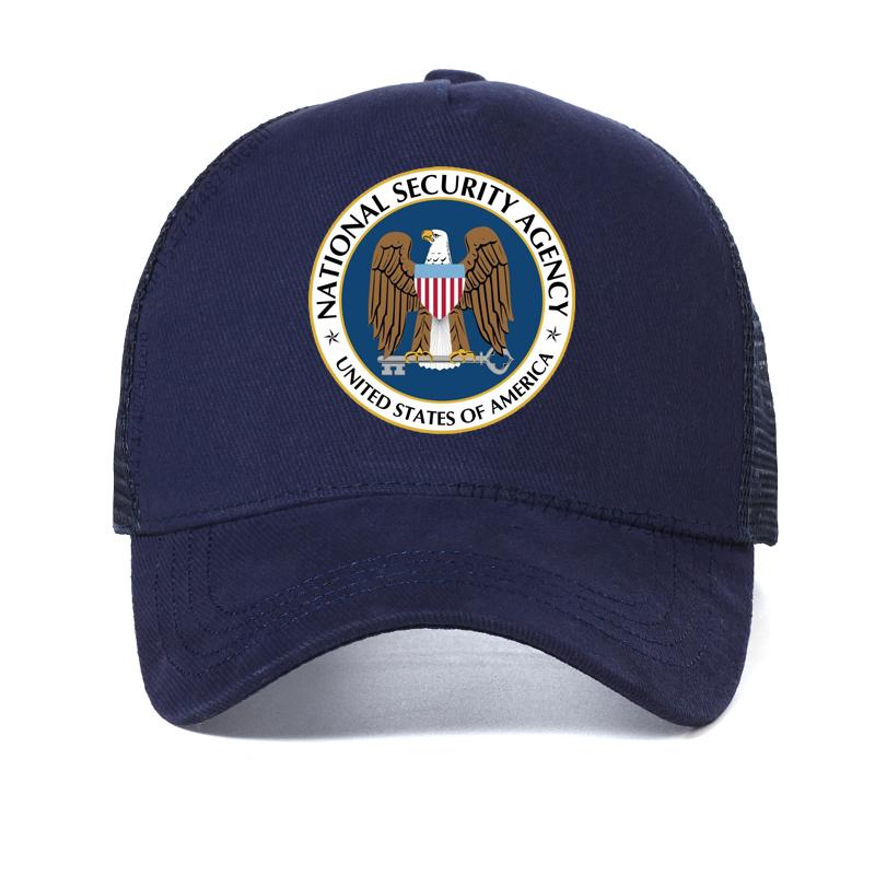 

National Security Agency America printing Baseball Cap Men Women Adjustable Dad hat outdoors Mesh Breathable Trucker hat Adjustable темно-синього кольору