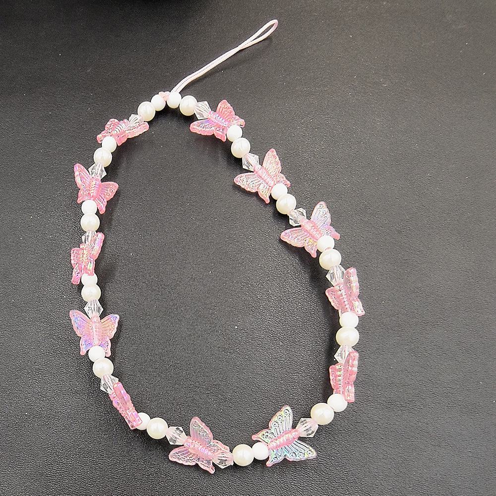 Butterfly Bead Necklace: Stylish Short Lanyard for Female Bag Accessory