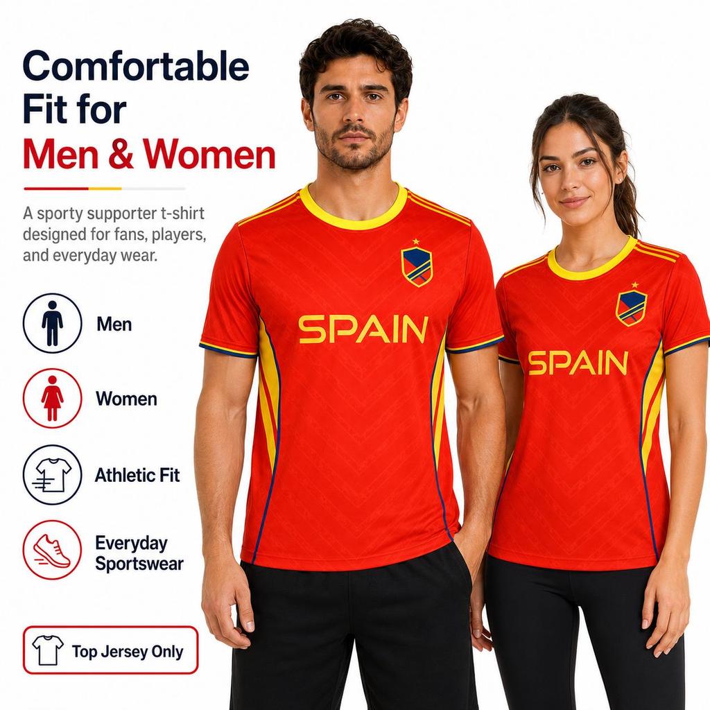 KNK Football Fan Jersey Dry-Fit National Team Colours Supporter T-Shirt Spain 2XL