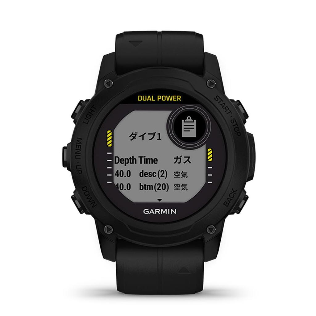 GARMIN Descent G1 Dual Power Dive Computer/Dive Watch, Solar Charging Model, Black [Official Japanese Product] [Snorkeling] [Diving] [Waterproof]
