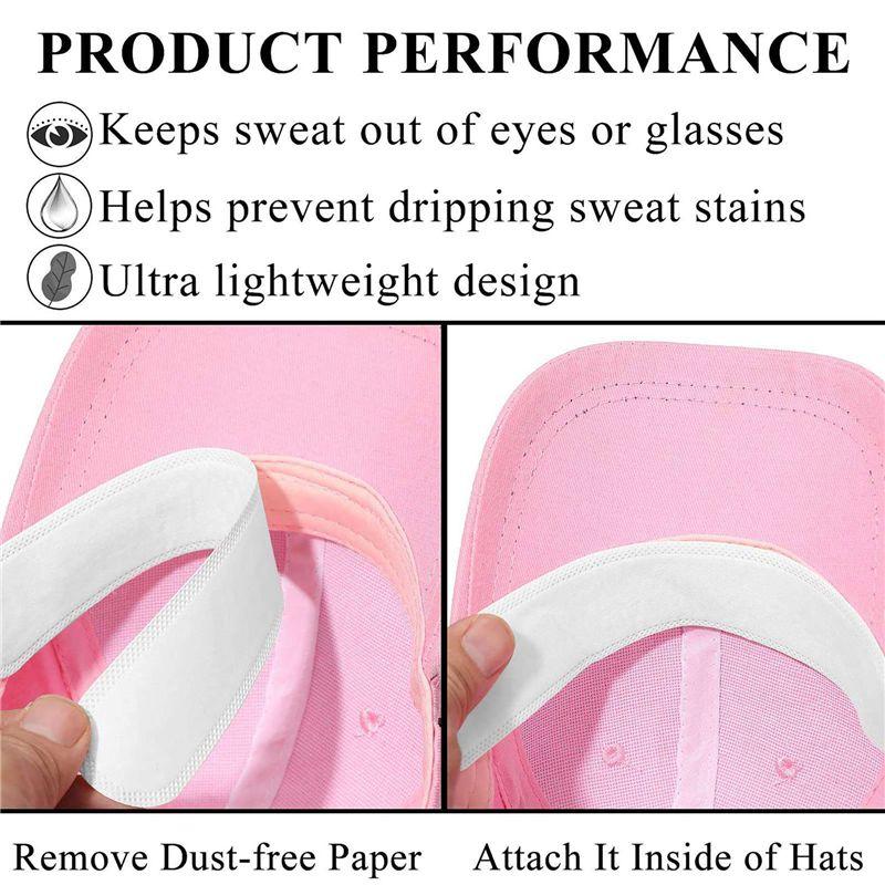 BAAJ-100 Pieces Disposable Cap Liner Moisture Wicking Sweatband Visor Hat Adhesive Sweat Absorbing Strips Patch Tape,White