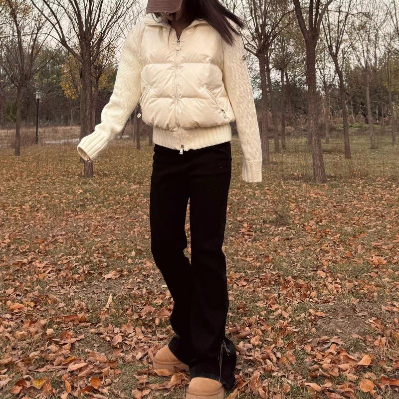 

Женские флисовые джинсы клеш с высокой посадкой, черные XS