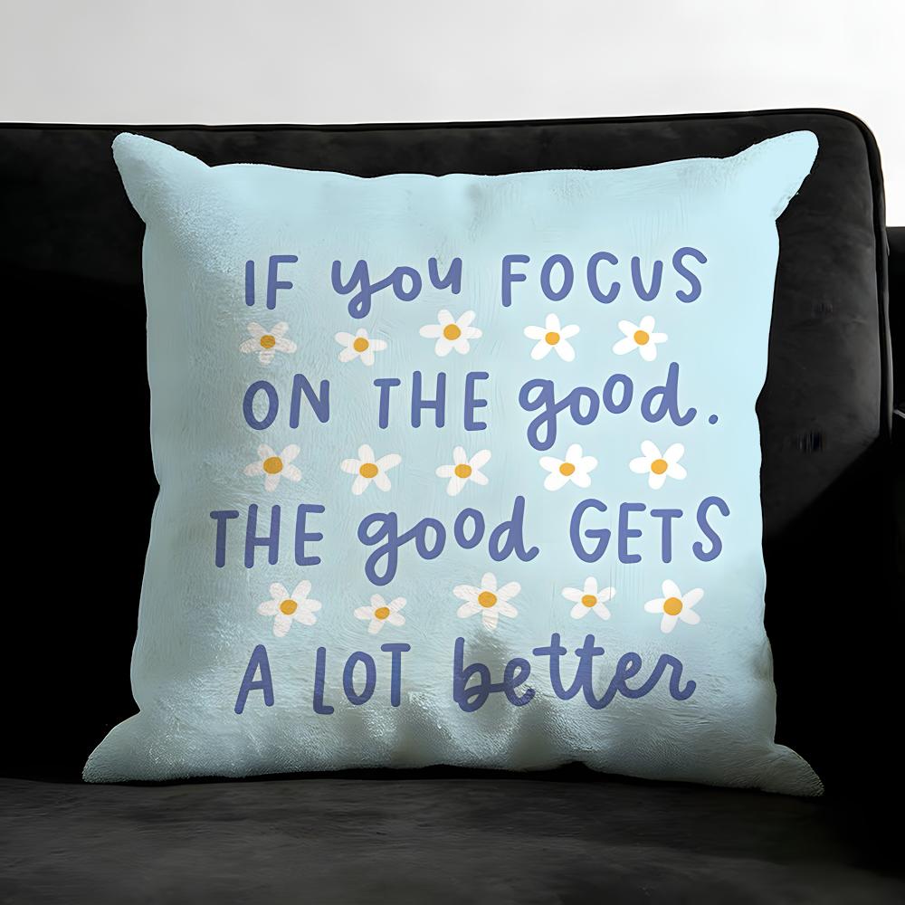 Encouraging Text Ins Cushion Cover Pillowcase Ultra Soft Skin Friendly Fabric Cloud Like Comfort & Concealed Zipper