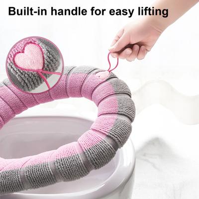 1/4Pcs Toilet Seat Covers Stretchable Thick Soft Padded Toilet Seat Warmer Cushion with Handle Washable Reusable Bathroom Decor
