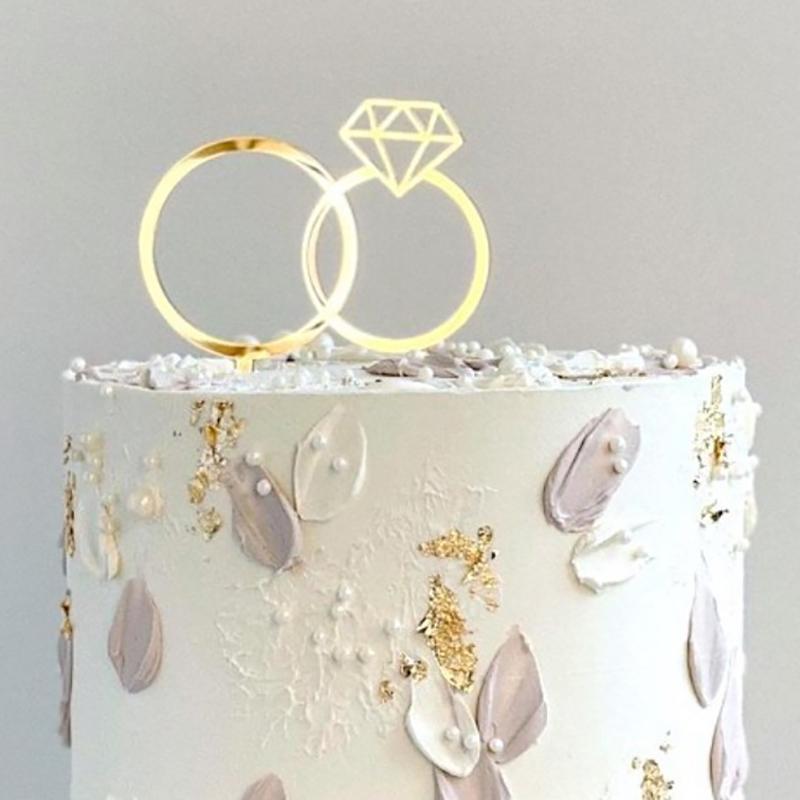 Diamond Rings Acrylic Wedding Cake Decorations Baking Party Gifts Dessert Accessories