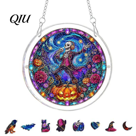 Halloween Party Decor Acrylic Puzzle Suncatcher, 7.87 Inch Sun Catcher Window Suncatcher Hanging Ornament, Ideal for Gifting and Home