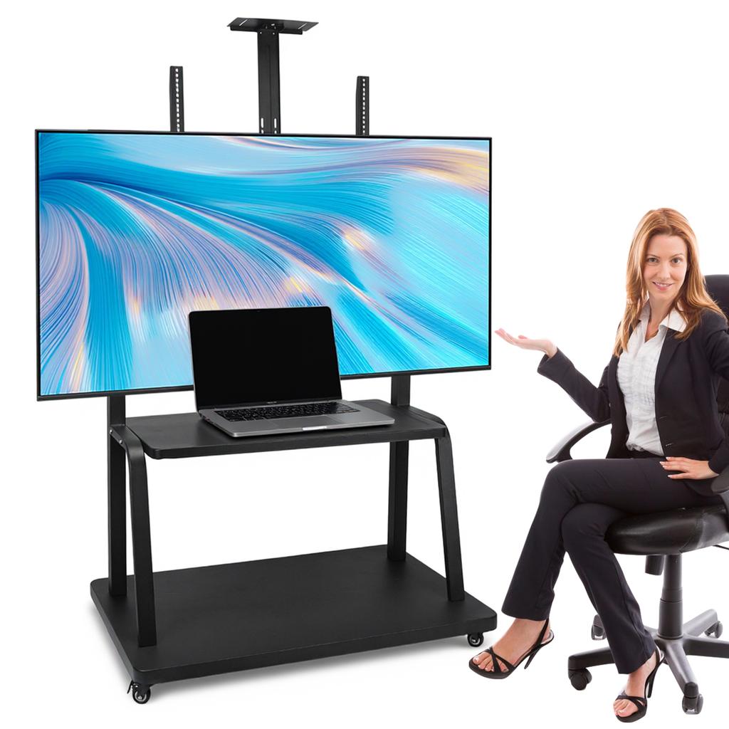 Mobile TV Stand Max Load Up To 660-Pound Floor Wheeled Stand Height Adjustable Rolling TV Bracket for 50-120 Inch Screen