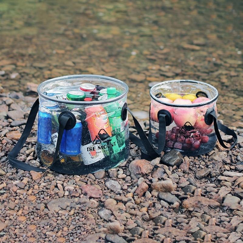 Portable Clear Folding Bucket Lightweight Collapsible Small Bucket Space Saving