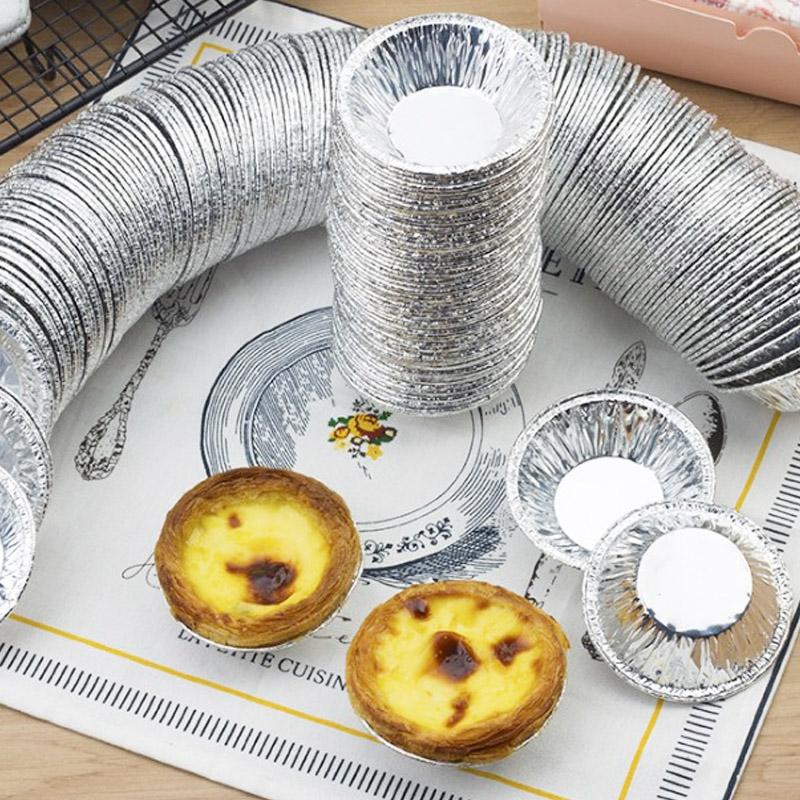 100pcs/Lot Disposable Aluminum Foil Round Egg Tart Mold Mini Pot Egg Tart Molds Cupcake PanPlate Baking Tray Tartlets