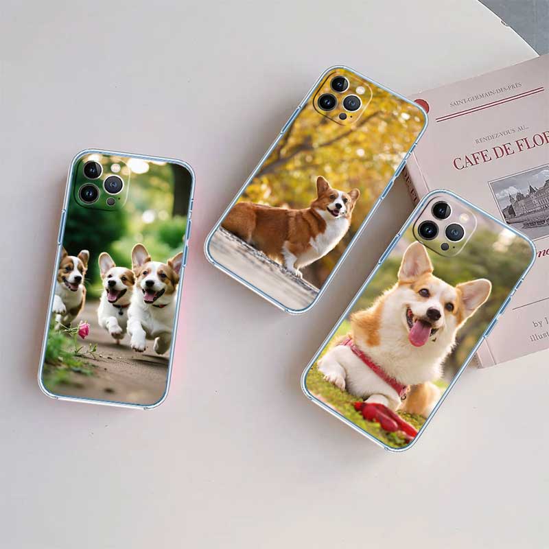 UP23 Cute Corgi dog Transparent Phone Case for Samsung Galaxy A04 A04S A14 A23 A34 A54 M23 M33 M52 M53