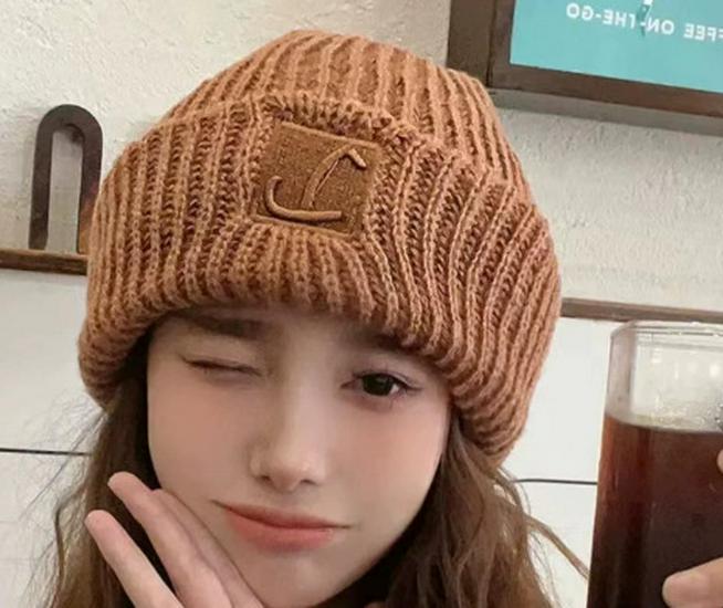 

Женская теплая шерстяная шапка для большого обхвата головы - Теплая, свободного кроя с вязаными наушниками для осени и зимы