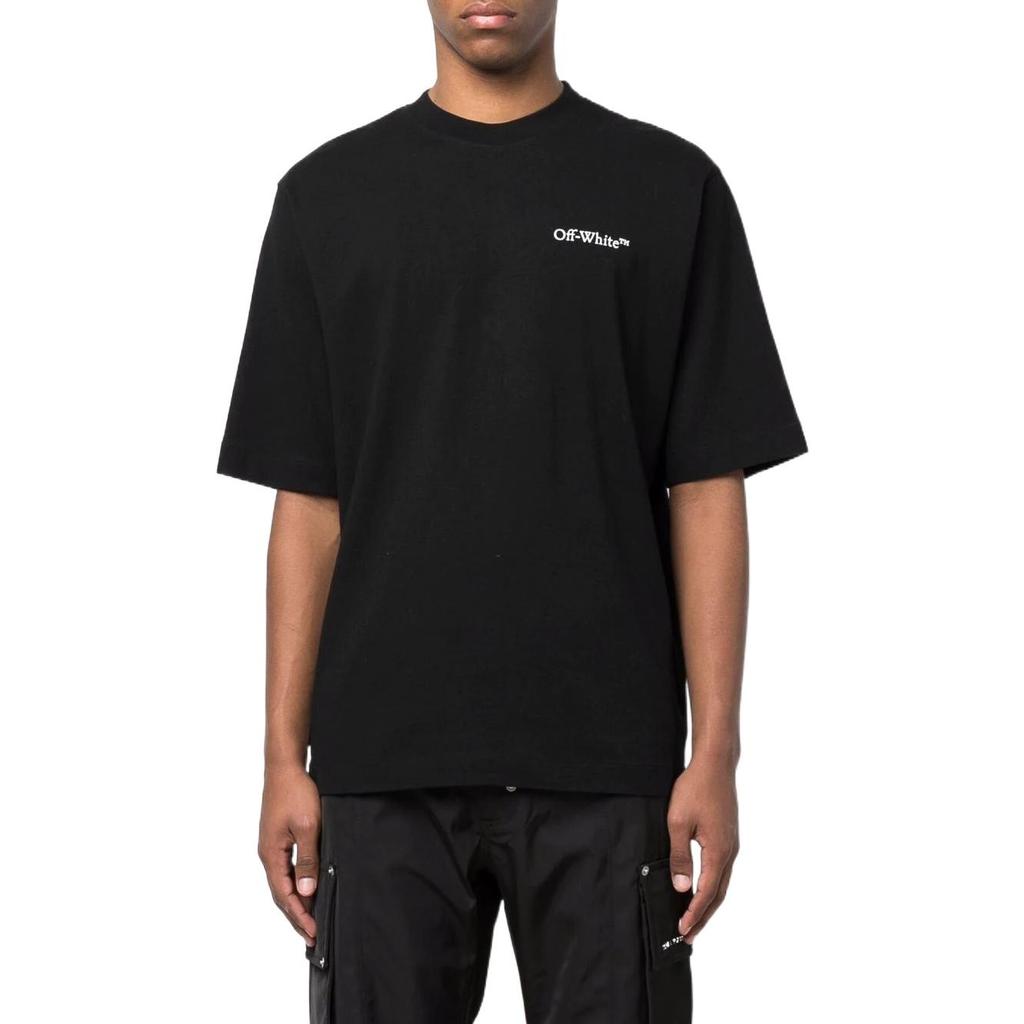 Off-White SS22 Printing Round Neck Short Sleeve Loose Fit Black Men's OMAA119S22JER0041001
