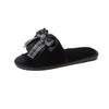 Mao Mao Cotton Slippers 2020 New Autumn and Winter One-word Bow Slippers Indoor and Outdoor Warm Fashion Flat Slippers