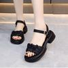 Small Height Increase Platform Sandals Women's Summer Wear 2025 New Fairy Style Casual Versatile Thick Heel Beach Shoes