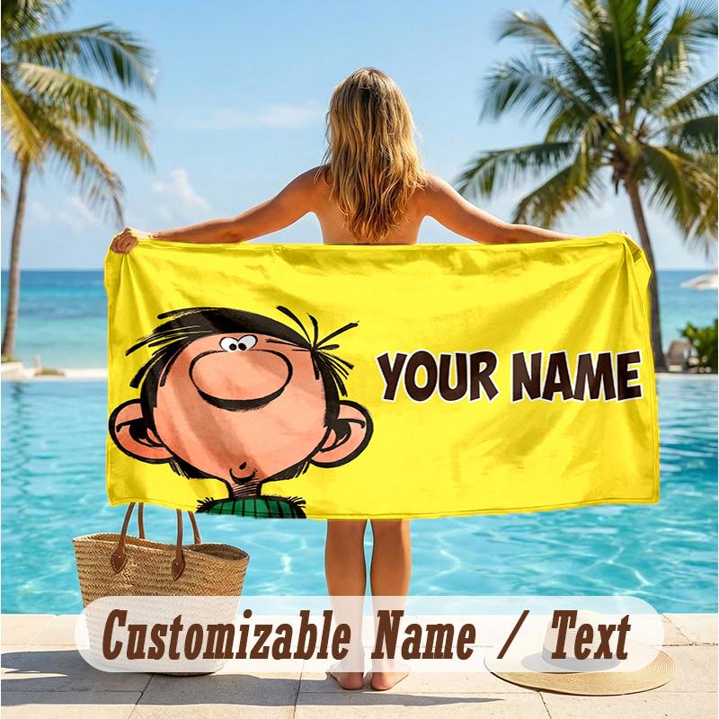Custom Text Beach Towel, Soft Absorbent Swimming Multi-use TowelGaston Lagaffe