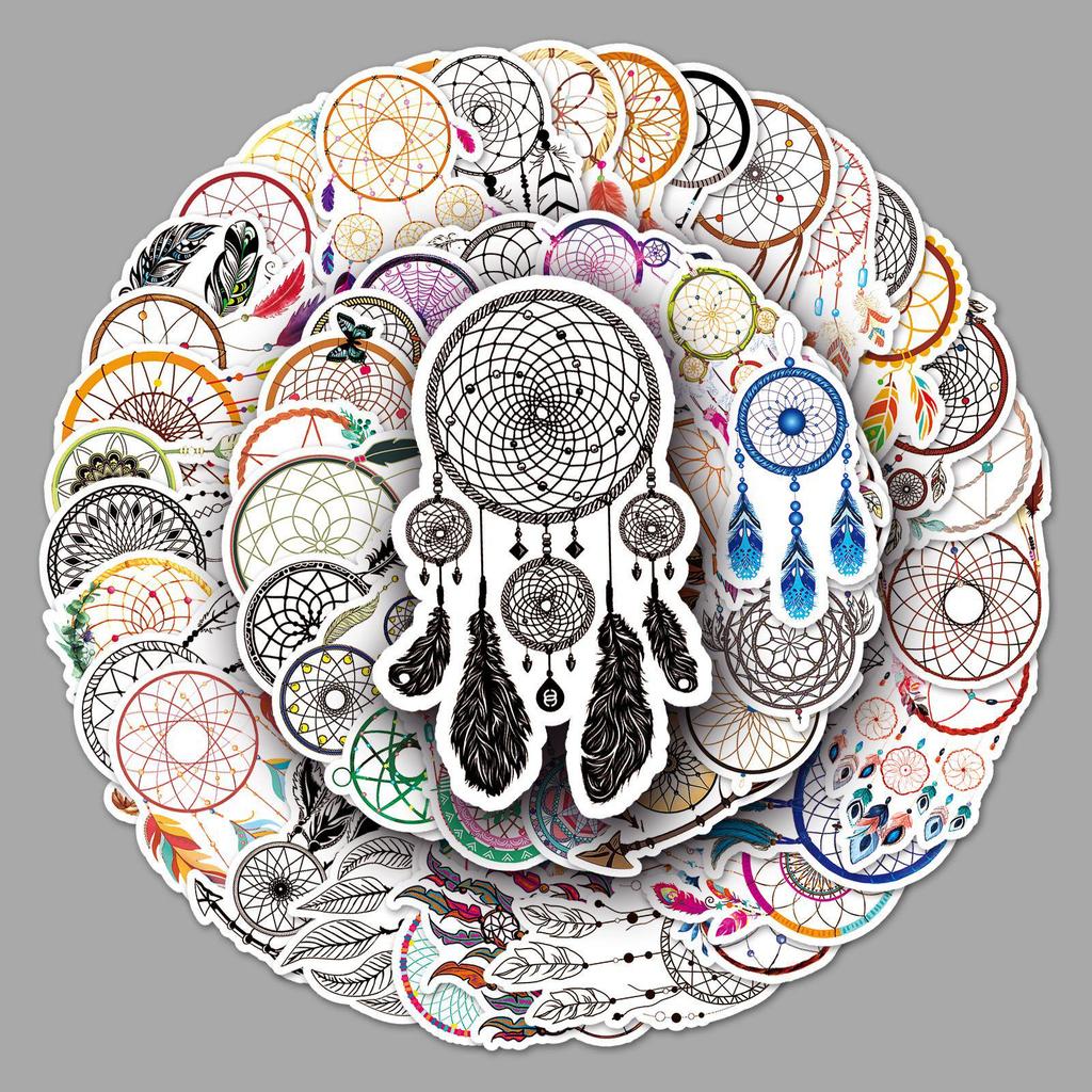 50 Dreamcatcher Waterproof Graffiti Stickers for Suitcases, Scooters, Computers, and Tablets