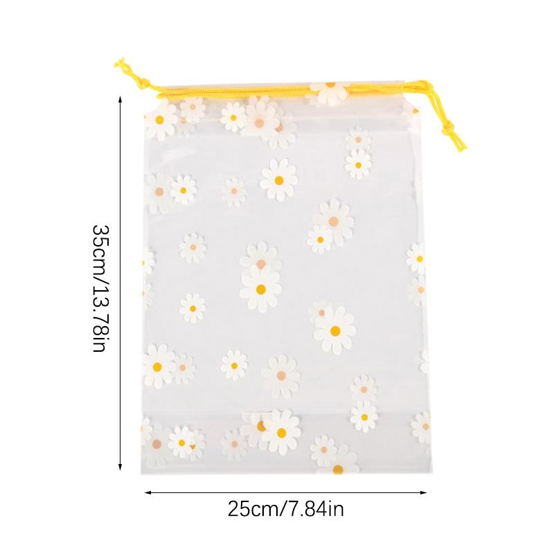 10PCS Drawstring Waterproof Clothes Shoes Storage Bags EVA Daisy Pattern Packaging Organizer Waterproof Makeup Toiletry Bags
