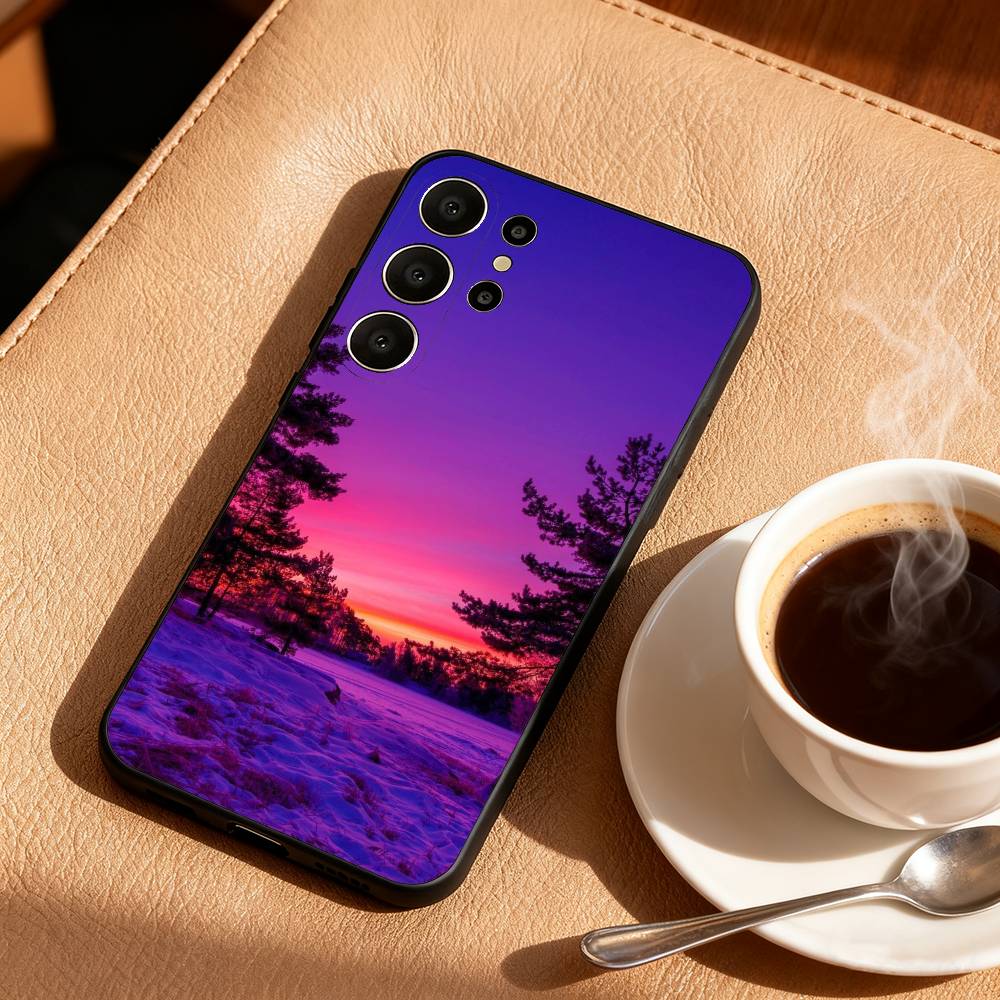 P-Malerei S-Sonnenuntergang Handyhülle Für Samsung S25,24,23,22,30,21,10,9,Ultra,Plus,Lite,FE Weiche Schwarze Hülle