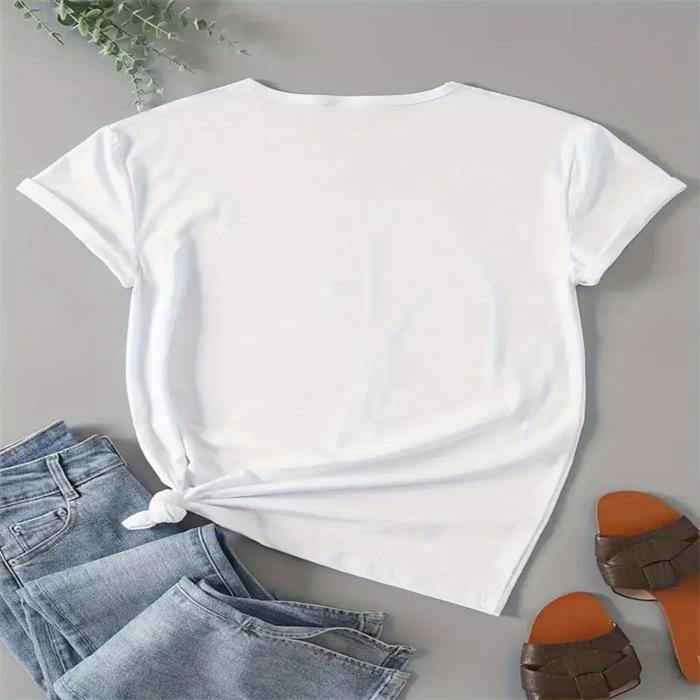 Short-sleeved T-shirt European and American summer new women's fashion casual home commuting versatile round neck short-sleeved T-shirt