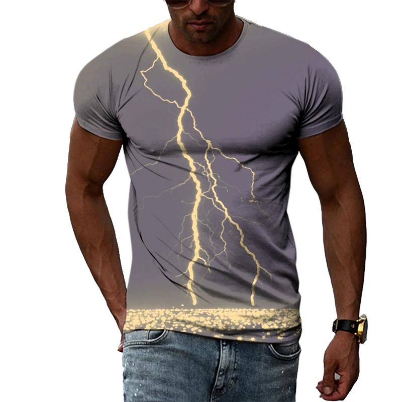 Nowa moda 3D fajna błyskawica męska koszulka letnia dorywczo ciekawy wzór t-shirty z nadrukiem osobowość Trend koszulka Harajuku