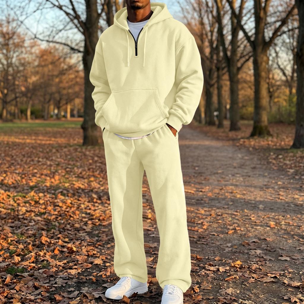 Herren 2-teiliges Set: Reißverschluss-Kapuzenpullover und Jogginghose mit elastischem Bund für Outdoor-Sport und Freizeit