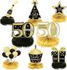 1Set Black 18th 30th 40th 50th 60th 70th 80th Years Old Desktop Honeycomb Ornaments Photo Props for Happy Birthday Party Decor