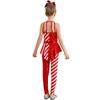 Girls Peplum Jumpsuit Christmas Costume Sleeveless Open Back High Waist with Sequins