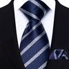 Classic Mens 8cm Tie Set Navy Polka Dot Stripes Tie For Men Wedding Business Party Fashion Design Quality Hanky Necktie Set