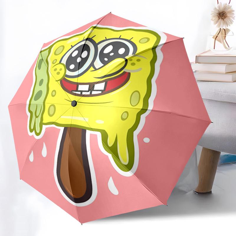 1pc SpongeBob SquarePants Automatic Open/close Folding Portable Umbrella with 8-Rib Structure for Women/Men, All-Season Use A0901110