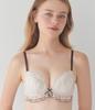 Peach John Lace Ruffle Ribbon Bra and Panty Set for Ivory E75 [WEB Exclusive] [Cute Two-Tier Fuller, Cleavage-Enhancing Busts]