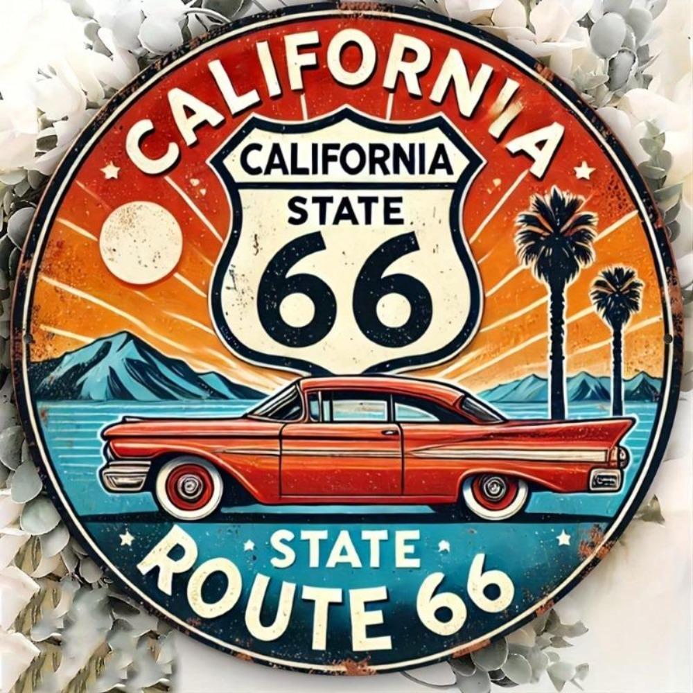 Vintage Route 66 California Metal Tin Sign Wall Art Home Bar Garage Decor