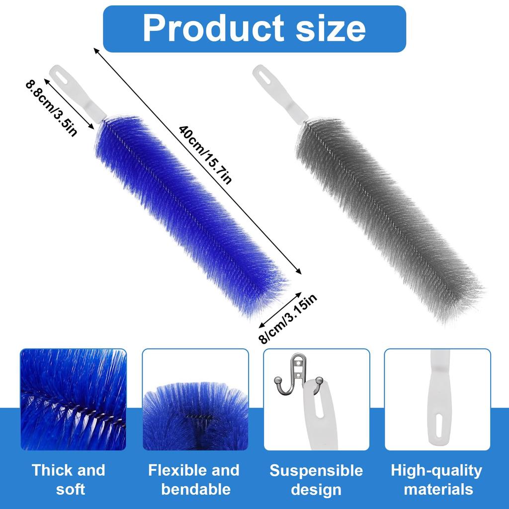 Foldable Cleaning Brush: 2 Pack 16 x 3.5 Inch Bendable Design Reaches Tight Spots - Reusable Microfiber Duster Captures Dust Effectively - Ceiling