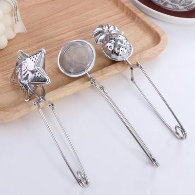 Kreativ 1 st med handtag Te-tillbehör Örtkrydda-sil Rostfritt stål Tesil Te-bladfilter Te-boll Te-infuserare