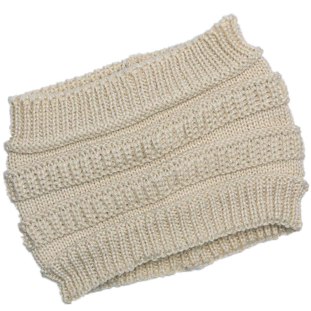 1pc Solid Knit Hat Autumn And Winter Ladies Knitted Headband Widened Face Wash Head Cover Empty Top Ponytail Wool Hat