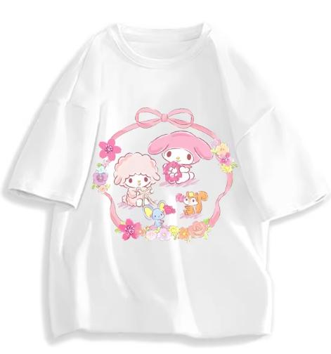 2026 New Fashion RoundNeck ShortSleeve TShirt Spring Summer Sanrio My Melody Women TShirt Unisex Trendy Cute Top Clothing