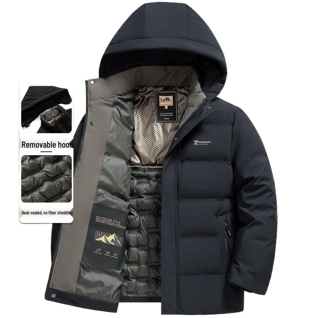 Woodpecker Men's Thick Hooded Winter Jacket - Middle-aged, Down Cotton Coat