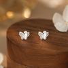 Copper Butterfly Ear Cuff Sweet Fresh 3D Design Screw-In Ear Studs Ear Candy Fashion Jewelry Accessory