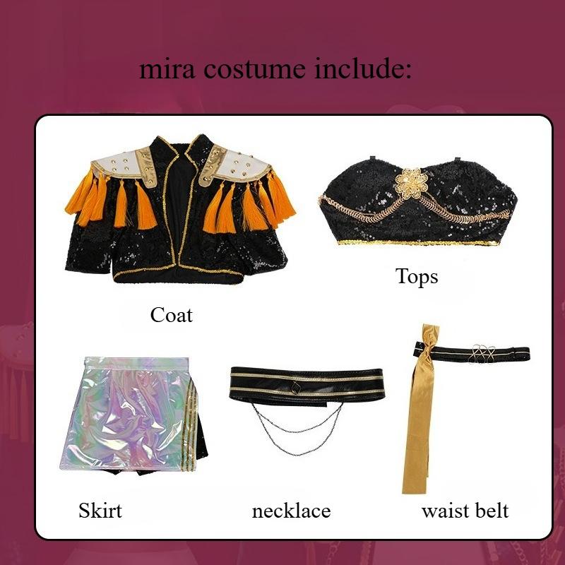 ANIMECC SKLADEM Huntrix Rumi Mira Zoey Cosplay Dětský Dospělý Kostým Paruka K-pop Lovci Démonů Černá Zlatá Halloween pro Ženy