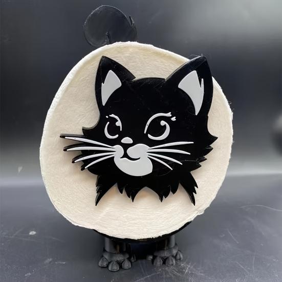 Yousheng 1Pc/2Pcs Cat Toilet Roll Holder Tissue Paper Roll Storage Stand 3D Printed Black Cat Toilet Paper Holder Shelf Bathroom Organizer