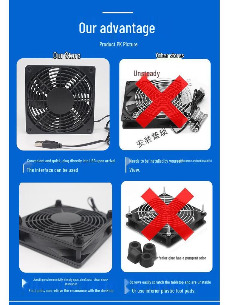 Leiser USB 12CM Axiallüfter für Router, Laptop und Gehäuse, 5V 12025