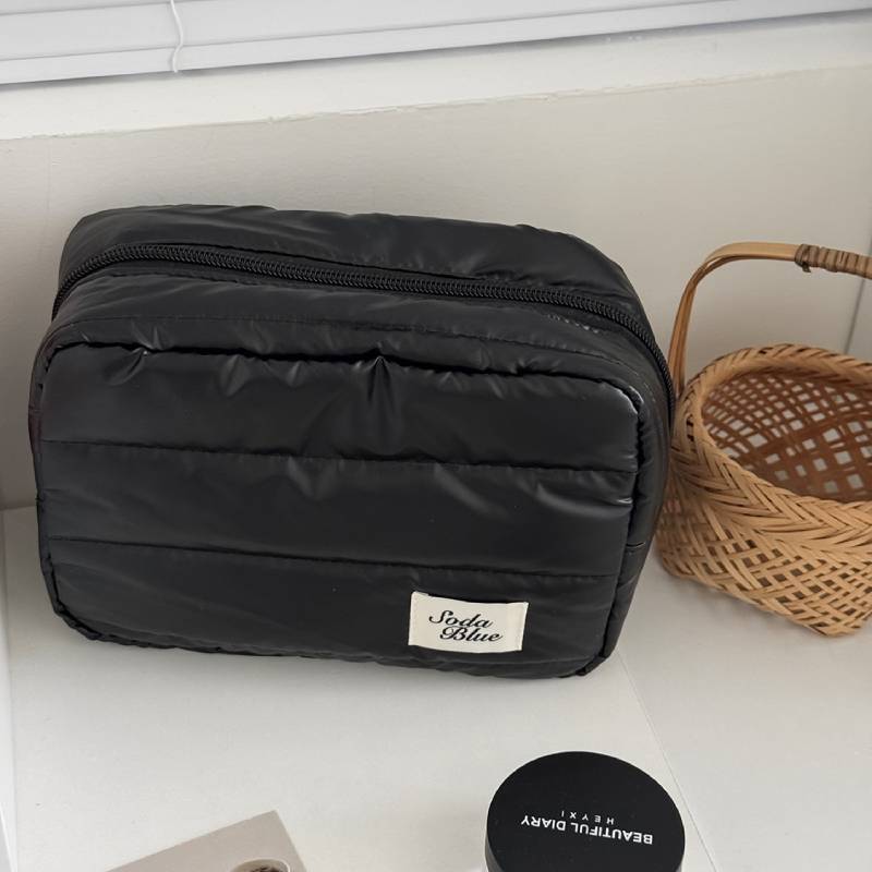 Lazy Horizontal Line Series Rectangular Bag With Waterresistant Pu Material For Daily Skincare Storage